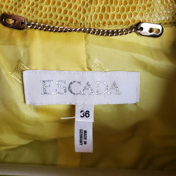 Vtg Escada Yellow Lamb Leather Jacket Women S M 36 Quiet Luxury Modern Sleek - Picture 13 of 16
